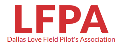 Red logo that says "LFPA Dallas Love Field's Pilot's Association"